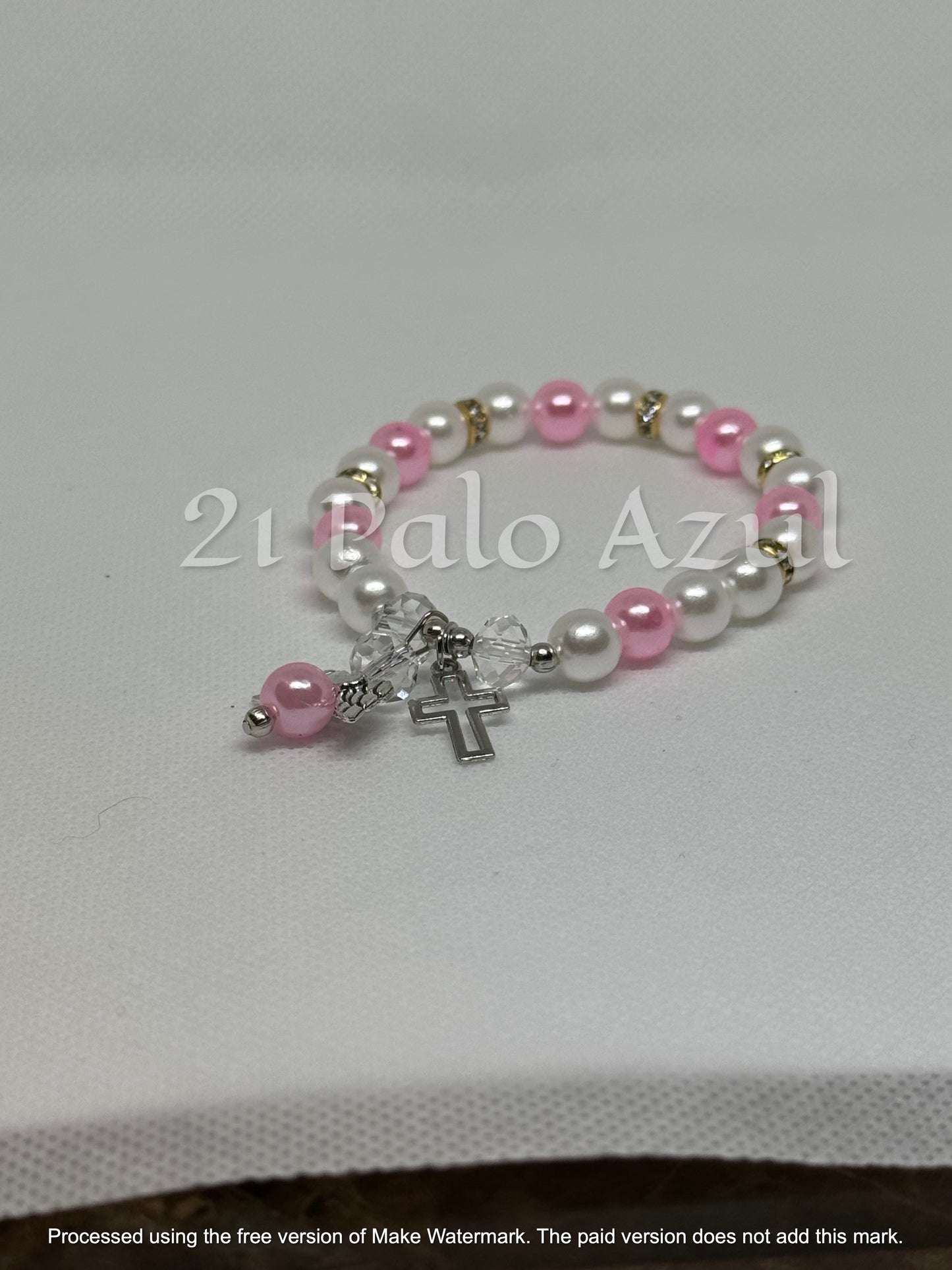 Pulsera de Perlas Rosa y Blanca