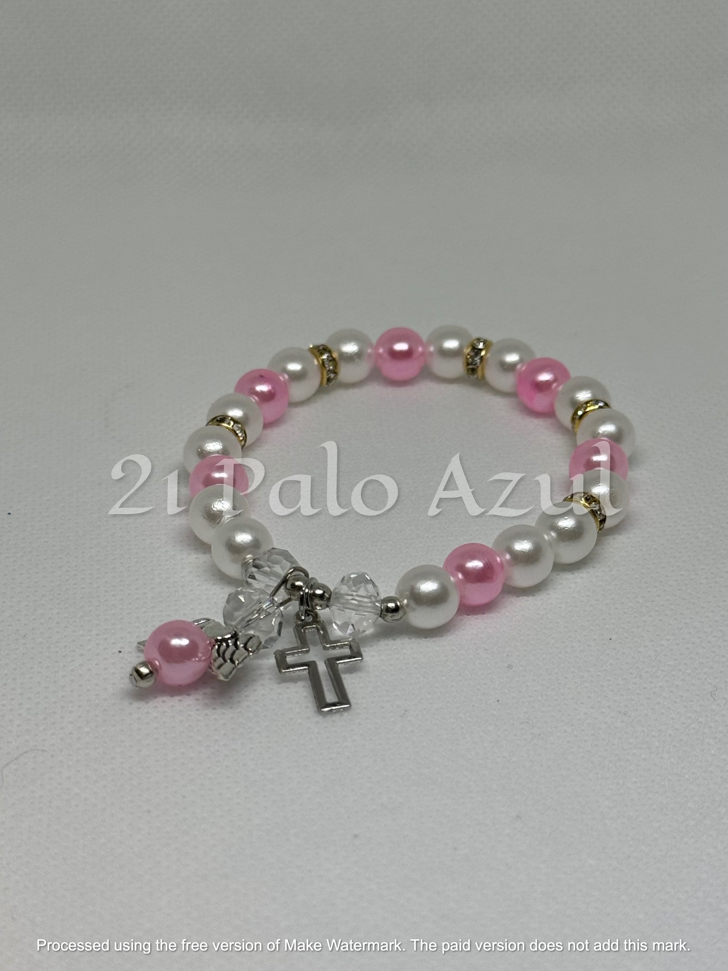 Pulsera de Perlas Rosa y Blanca