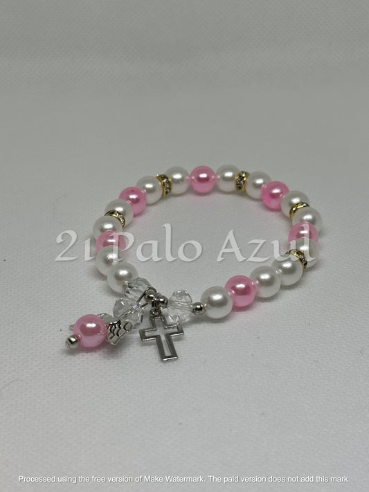 Pulsera de Perlas Rosa y Blanca